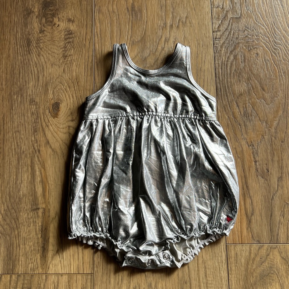 PINK CHICKEN Silver Metallic Bubble Toddler Girl 12-18 Month